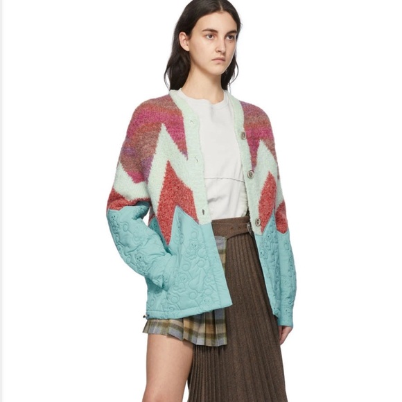 Andersson Bell Blue & Pink Bellissa Bubble Knit Cardigan Multicolor Retail $650